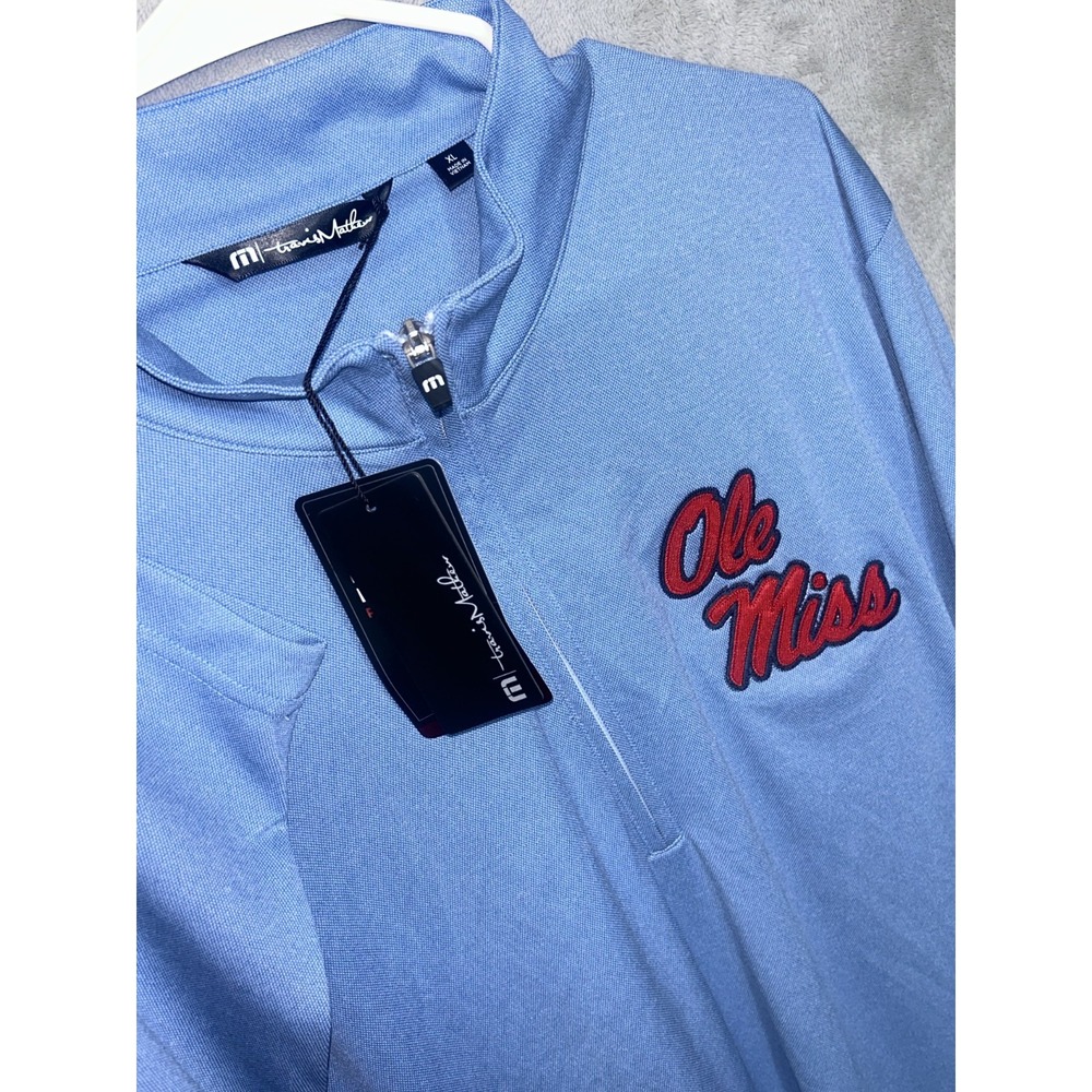 Travis Mathew  Pullover Shirt Mens XL Ole Miss  Cloud  1/4 Zip NCAA